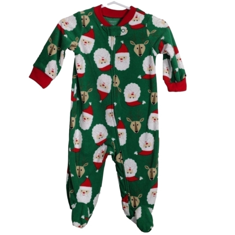 NWT Carter's Baby Christmas Zip-Up Fleece Sleep & Play Size 6m Santa Christmas